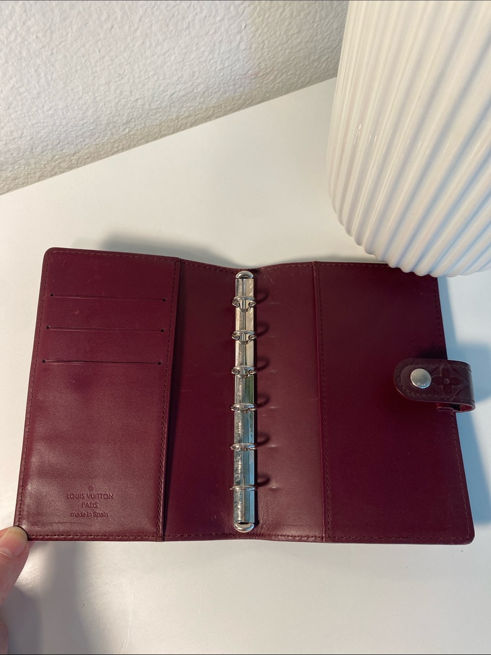 Vintage Louis Vuitton Matte Vernis Agenda PM In Burgundy COA - Picture 3 of 12